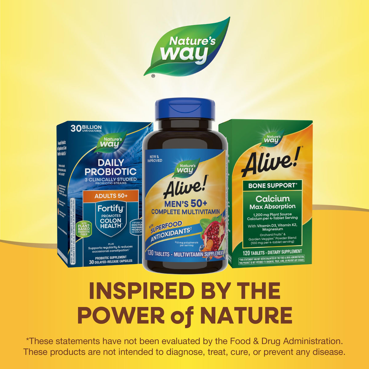 Nature’s Way Alive! Men’s 50+ Multivitamin Complete Tablets, Daily Multivitamin for Men Over 50, Supports Cellular Energy Metabolism
