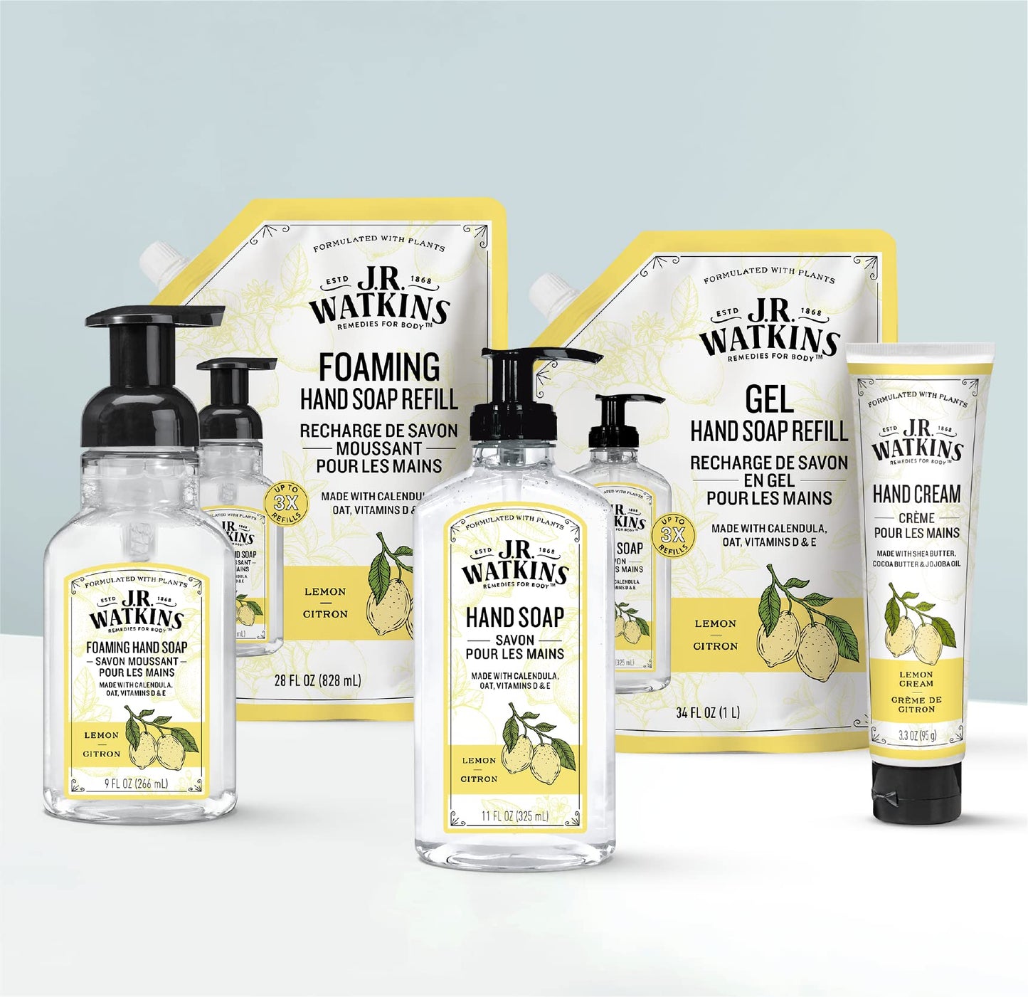 J.R. Watkins Foaming Hand Soap with Pump Dispenser, Moisturizing Foam Hand Wash, Alcohol-Free, Cruelty-Free, Citron, 9 fl oz, 3 Pack
