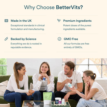 Bettervits Collagen Peptides Complex with Hyaluronic Acid & Turmeric | Hydrolyzed Marine Collagen Supplements for Women & Men | Collagen with Vitamin C