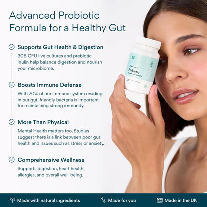Bettervits Probiotics for Women & Men – 75 Billion CFU | Digestive Health and Gut Support Prebiotic | 14 Clinically Studied Strains with Vitamin B12,