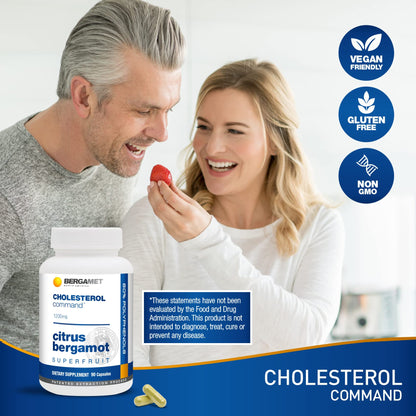 Cholesterol Command, Citrus Bergamot SuperFruit Supplement, 47% Bergamot Polyphenol Fraction (BPF) Patented Formula,