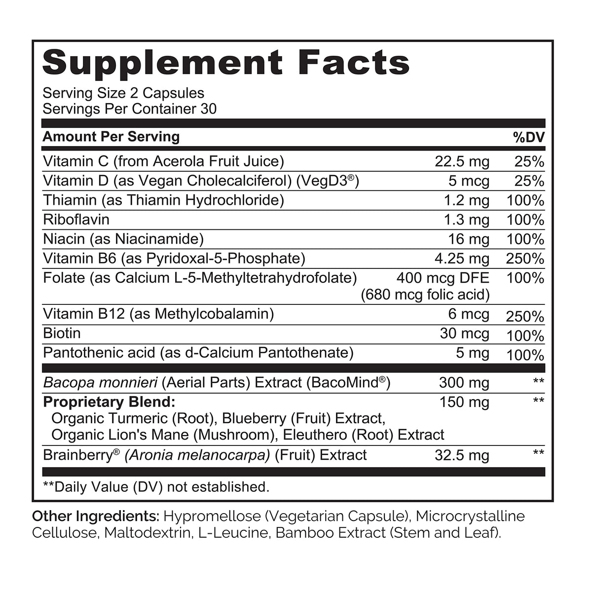 NATURELO Whole Food Brain Supplement - Brain Health Supplements for Memory & Focus Support - Enhance Brain Health Blend Supplement for Adults - 60 Vegetarian Capsules NATURELOBuy Supplements Australia