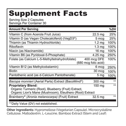 NATURELO Whole Food Brain Supplement - Brain Health Supplements for Memory & Focus Support - Enhance Brain Health Blend Supplement for Adults - 60 Vegetarian Capsules NATURELOBuy Supplements Australia
