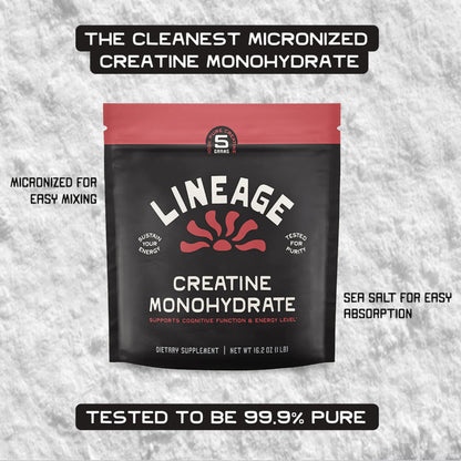Lineage Provisions Micronized Creatine Monohydrate with Sea Salt - Micronized Creatine Powder for Training & Performance