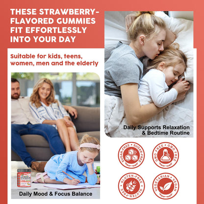 Magnesium Glycinate Gummies for Kids & Adults - Relaxation & Cognition Support - 400/200mg Magnesium Supplement with L-Theanine, Chamomile, B6, D3 & K2 - Vegan, Sugar Free, Strawberry Flavor, 60 Ct WOGORGTBuy Supplements Australia