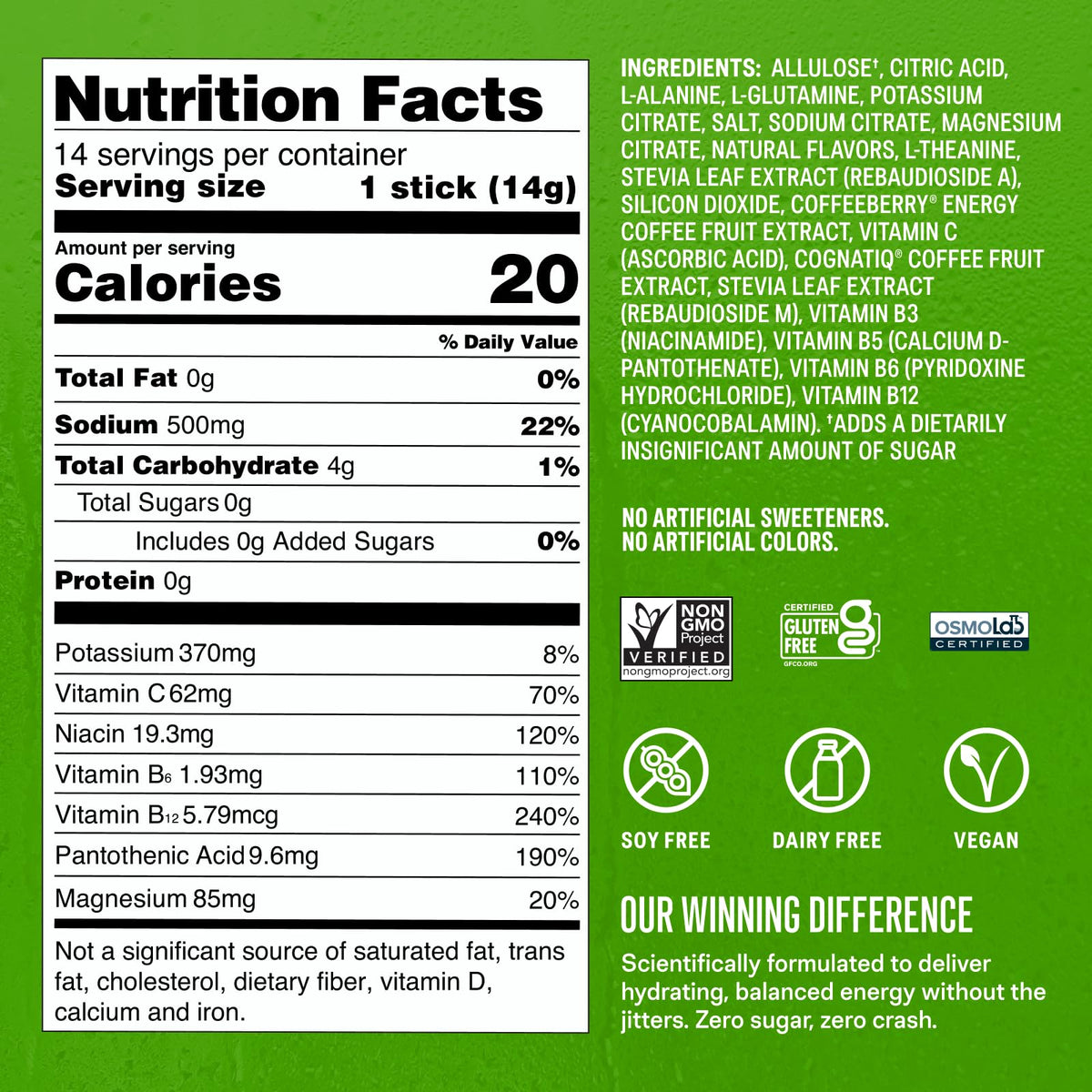 Liquid I.V.® Hydration Multiplier Sugar-Free + Energy - Blackberry Lemonade | Electrolyte Powder Drink Mix | 1 Pack (14 Servings)