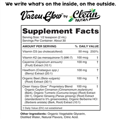 Clean Nutra Cayenne Pepper Drops Supplement Liquid + Hawthorn Berry, Vitamin D3 K2 Beet Root Powder, Ceylon Cinnamon, Turmeric Curcumin, Organic Panax Ginseng, Berberine Extract 1 Pack Clean Nutraceuticals buy supplements Au