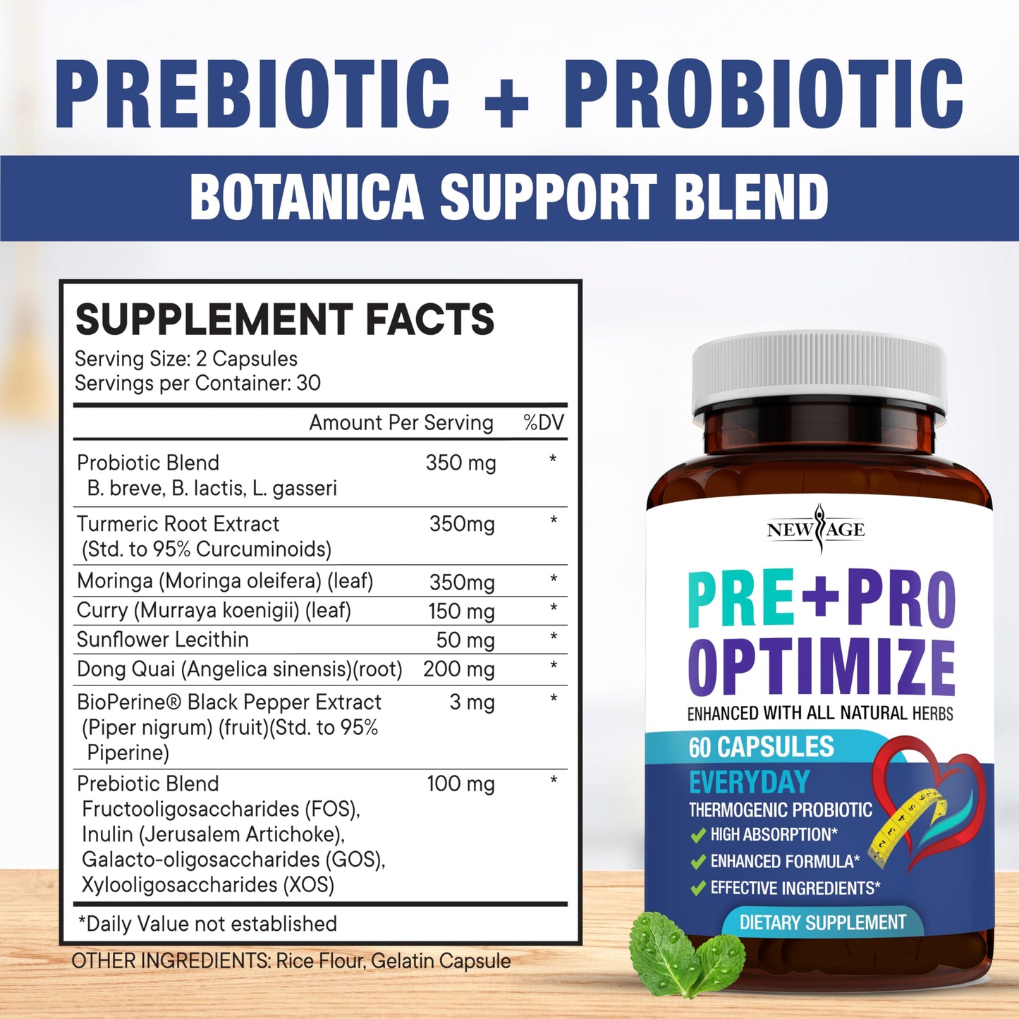 NEW AGE Pro Optimize Probiotics for Women, Menopause, Digestive Health - Support for Bloating, Hot Flashes, Joint Support, Night Sweats - Gut Health & Metabolism - Dong Quai (60 (Pack of 1)) NEW AGE buy supplements Au