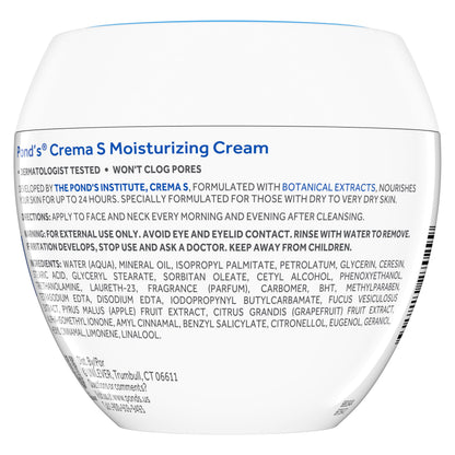 Pond's Nourishing Moisturizing Cream, Crema S, Fragrance Free, Ivory, 14.1 Oz