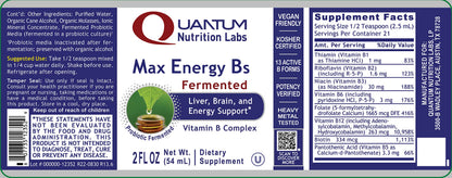 Quantum Nutrition Labs Max Energy B - Vitamin B Complex Liquid Drops, Organic Supplement for Women and Men