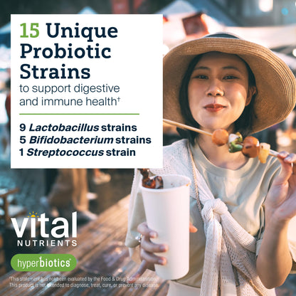 Hyperbiotics Vital Nutrients Pro-15 Prebiotics and Probiotics for Women and Men | 15 Science Backed Strains | Supports Occasional Constipation