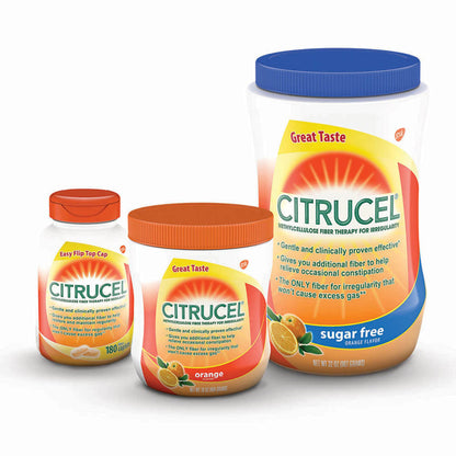 CITRUCEL Fiber Powder for Occasional Constipation Relief, Methylcellulose Fiber Powder, Orange Flavor - 30 Ounces