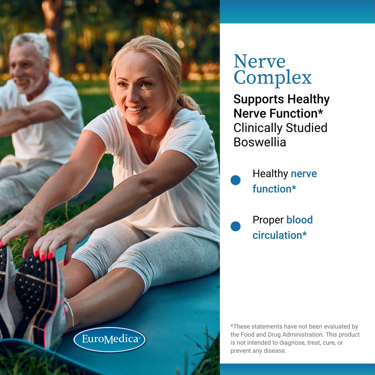 EuroMedica Nerve Complex - Herbal Supplement with Bioactive Vitamin B12 - Circulation & Nerve Health Support Supplement - Vegan Capsules with Boswellia Serrata - 60 Capsules, 2 Pack (120 Capsules) EuroMedicaBuy Supplements Australia