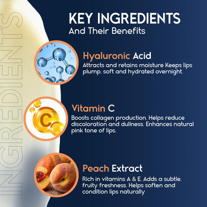 Lip Mask Overnight with Hyaluronic Acid & Collagen, Lip Sleeping Mask for Dry Cracked Lips