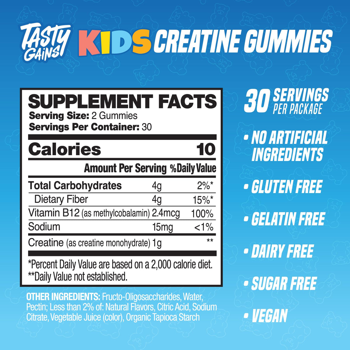 TASTY GAINS Kids & Teen Creatine Gummies with Vitamin B12 for Growth Support, Easy Chew Daily Supplement, Gummy Vitamins for Kids and Teens, Ages 5+ TASTY GAINS buy supplements Au