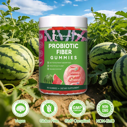 9-in-1 Probiotic Prebiotic Fiber Gummies for Adults & Teens, Sugar-free Fiber Supplement with Psyllium Husk, FOS, Inulin, ACV & 5 Billion CFU Bacillus Coagulans