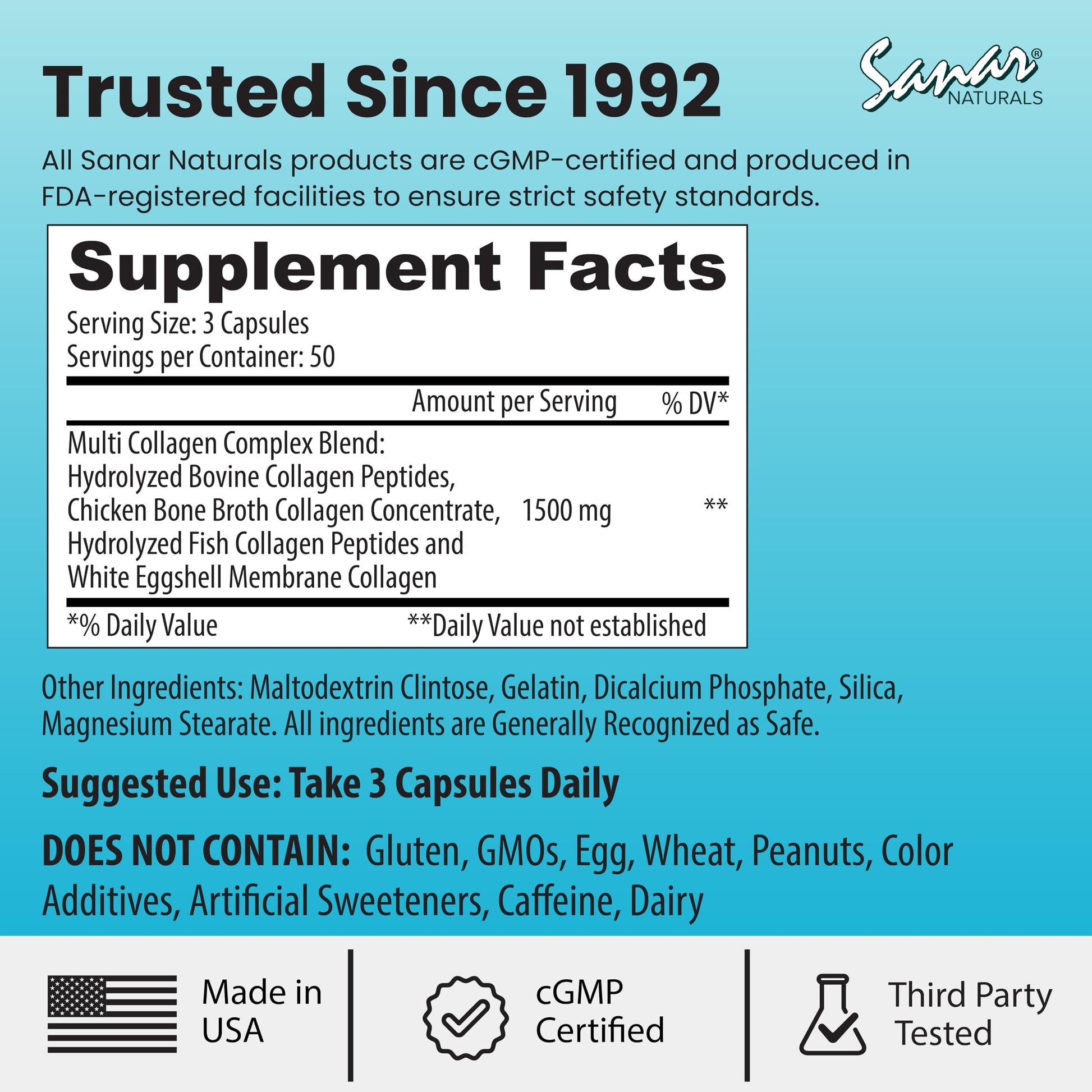 Sanar Naturals Multi Collagen Pills Type I, II, III, V, X | Extra Strength Hair, Nail, Skin, Bone & Joint Support | Hydrolyzed Collagen Supplement for Women and Men | Non-GMO, 150 Capsules Sanar Naturals buy supplements Au