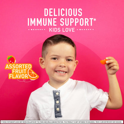Airborne 500mg Vitamin C + Zinc Immune Support Supplement Gummies for Kids, Assorted Fruit Flavor, Gluten Free Crafted Blend