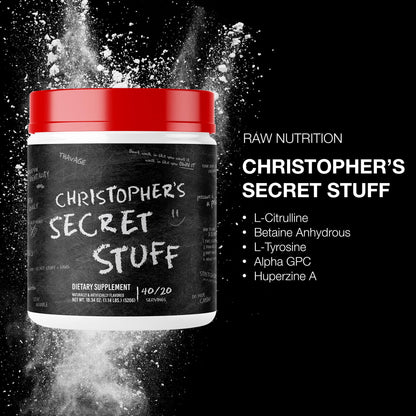 RAW Christopher's Secret Stuff Pre Workout Powder, Thavage (Tastes Like Winning) - Chris Bumstead CBUM Preworkout Supplement for Men & Women - Working Out, Hydration & Energy - 40 Servings