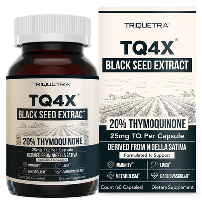 20% Thymoquinone Black Seed Extract Capsules - TQ-Advanced 4X®: Potent Thymoquinone Concentration Available - 60:1 Concentrate from Nigella Sativa