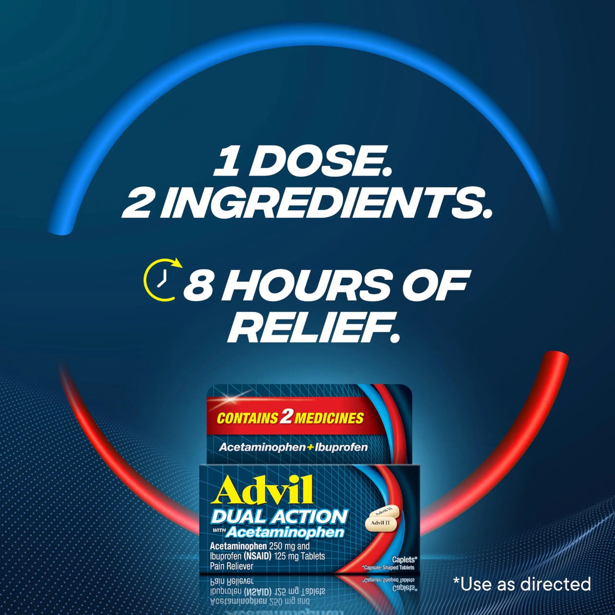 Advil Dual Action With Acetaminophen And Ibuprofen (2 Dose Equivalent) For 8 Hour Pain Relief, Coated 144 Ct Caplets And 2 Ct. Sample Of Advil PM AdvilBuy Supplements Australia
