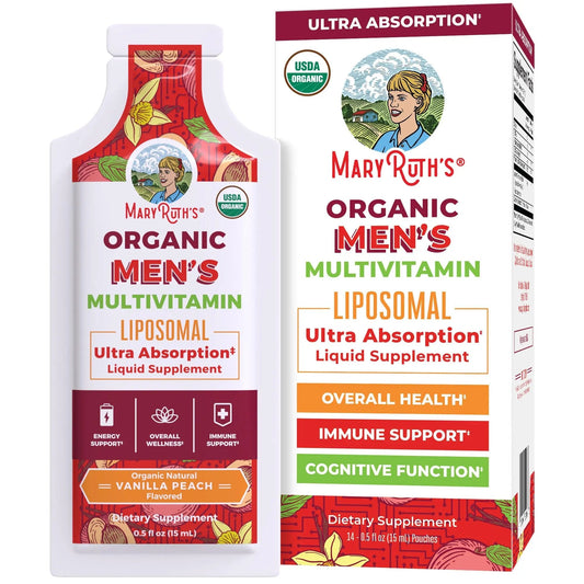 MaryRuth Organics Multivitamin for Men | USDA Organic | Sugar Free Mens Multivitamin Liposomal | Liquid Vitamins for Men | MARYRUTH'S