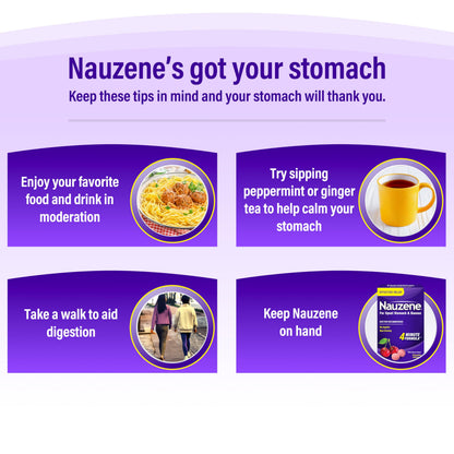 Nauzene Non-drowsy Upset Stomach & Nausea Relief Chewable Tablets - Fast-Acting Relief in 4 Minutes - Doctor Recommended - Wild Cherry Flavor, 42 ct Nauzene buy supplements Au