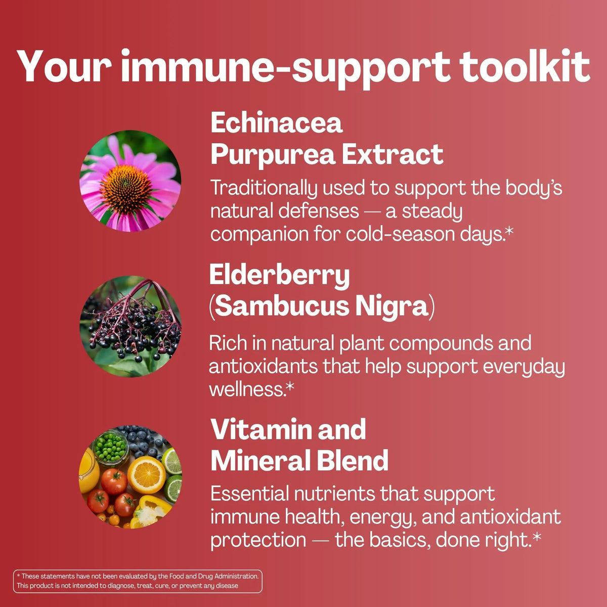 URVI® Immune Support Gummies - Vitamin C, D3 K2, E, Niacin, Zinc & Selenium with Elderberry & Echinacea URVI