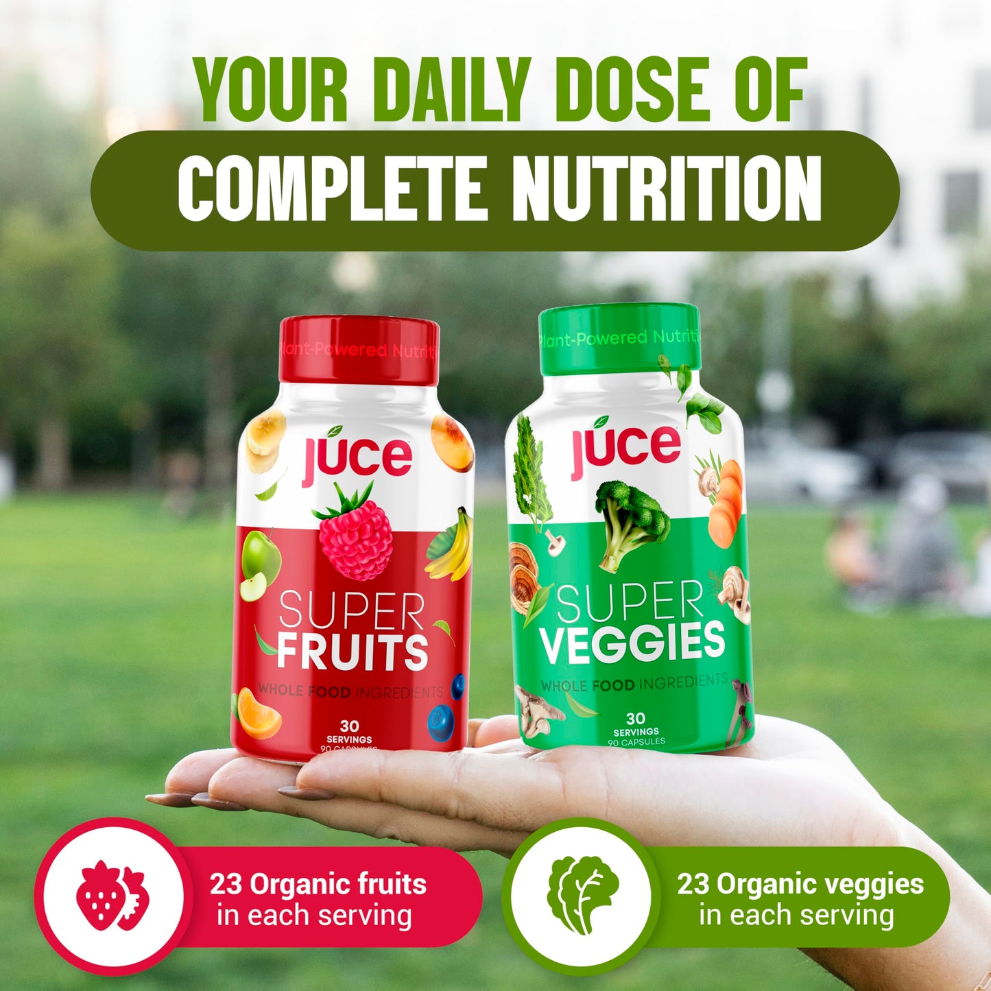 Juce Original Formula - Organic Super Fruit & Veggies Supplement - Gluten/Gelatin Free, Soy Free & Vegan- Reds & Greens Superfood Capsules- 23 Fruits & 23 Vegetables (180 Count)- By Terra Kai Organics Terra Kai Organics buy supplements Au