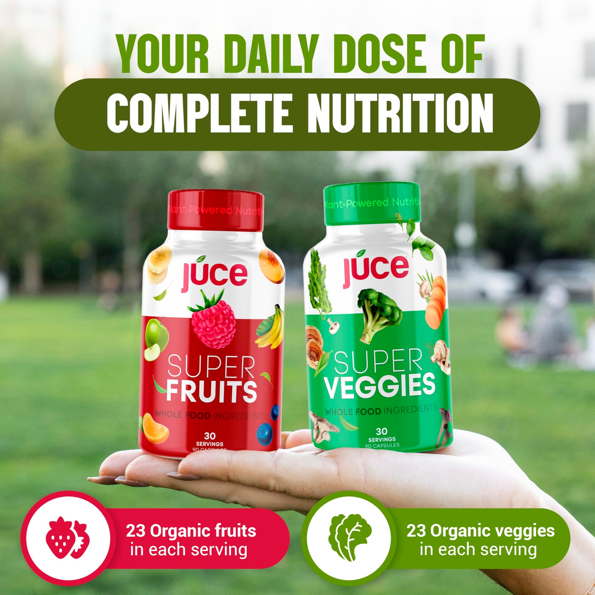 Juce Original Formula - Organic Super Fruit & Veggies Supplement - Gluten/Gelatin Free, Soy Free & Vegan- Reds & Greens Superfood Capsules- 23 Fruits & 23 Vegetables (180 Count)- By Terra Kai Organics Terra Kai Organics buy supplements Au