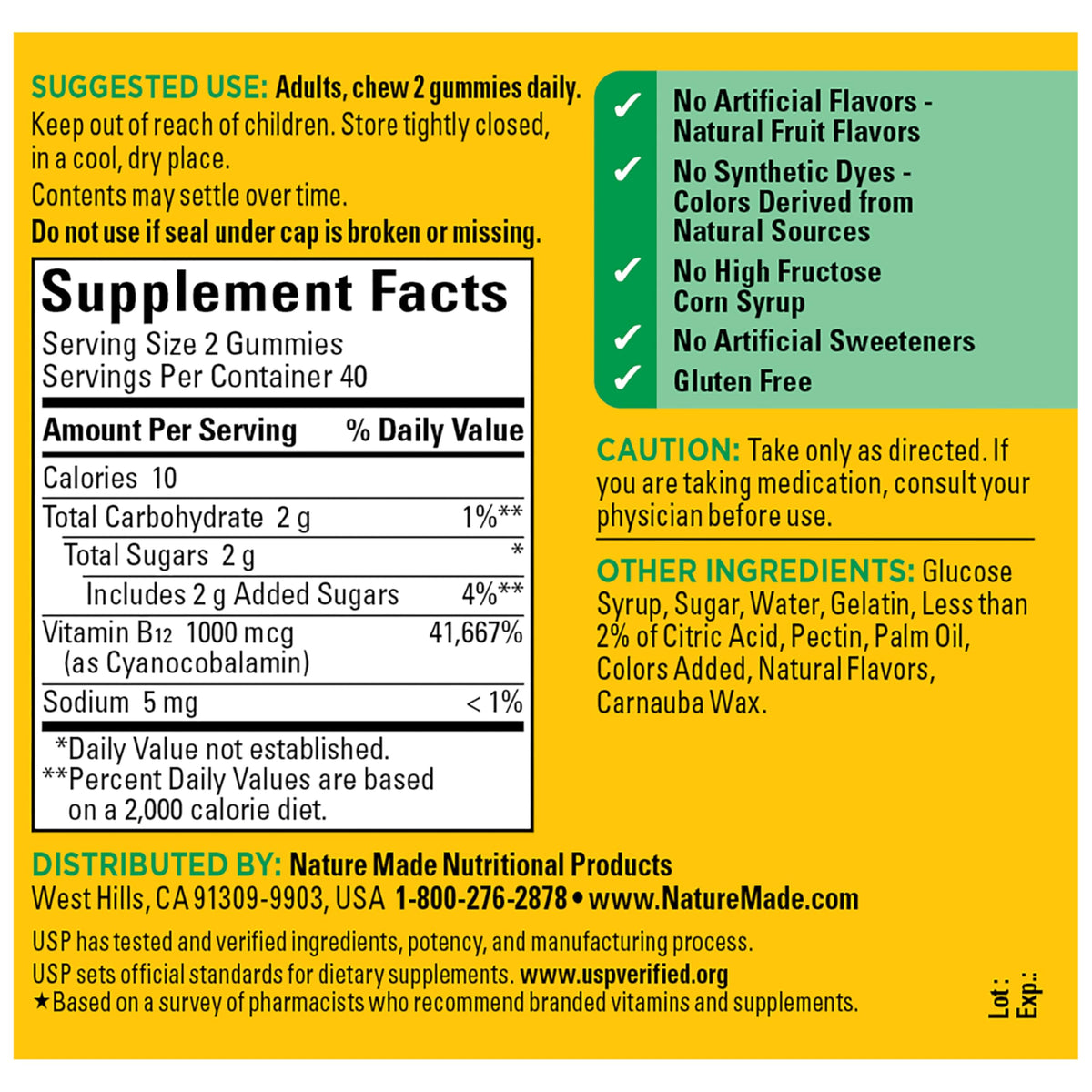 Nature Made Vitamin B12 Gummies 1000 mcg per serving, Dietary Supplement for Energy Metabolism Support, B12 Vitamins