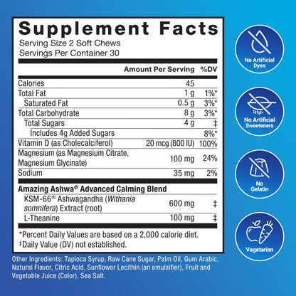 Force Factor Amazing Ashwa Complete Calm Support with KSM-66 Ashwagandha, Like Ashwangandha Gummies to Promote Calm & Relaxation with Magnesium & L-Theanine,