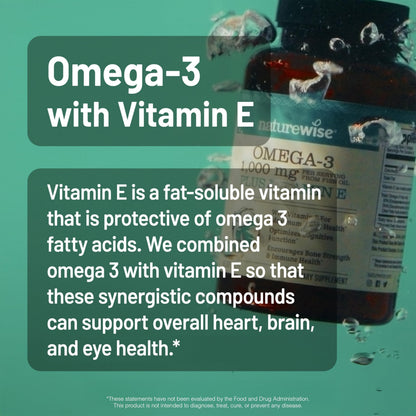 NatureWise Extra-Strength Omega 3 Fish Oil Supplement - 1000mg per Serving - 600 EPA & 400 DHA and Vitamin E - Support for Heart & Brain Health - Lemon Flavor, GMO-Free - 60 Softgels[1-Month Supply] NatureWiseBuy Supplements Australia