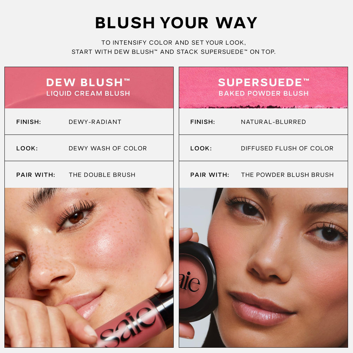 Saie Cheek Flush Duo - Dew Liquid Blush (.40 oz, Flirty), SuperSuede Baked Powder Blush (.01 oz, Amore) - Layerable, Skin-Nourishing Blushes for a Seamless Radiant Finish SaieBuy Supplements Australia