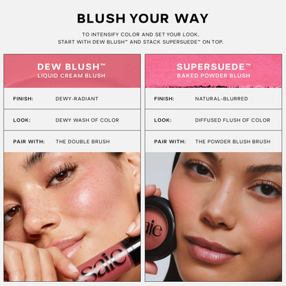 Saie Cheek Flush Duo - Dew Liquid Blush (.40 oz, Hottie), SuperSuede Baked Powder Blush (.01 oz, Stella) - Layerable, Skin-Nourishing Blushes for a Seamless Radiant Finish SaieBuy Supplements Australia