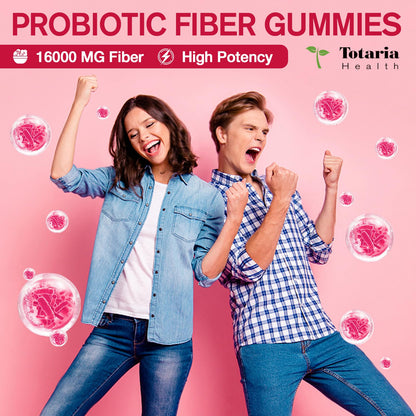 9-in-1 Probiotic Prebiotic Fiber Gummies for Adults & Teens 16G Fiber per Serving, Psyllium Husk Fiber Supplement with 5 Billion CFU Bacillus Coagulans