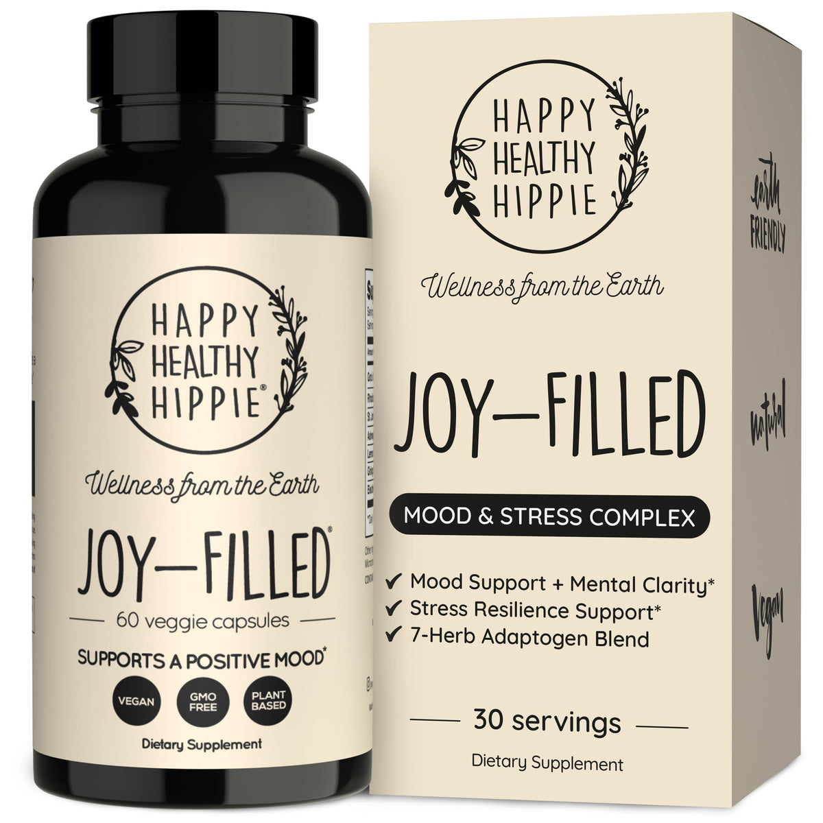 Joy-Filled Mood Support Supplement - 7 Herb Complex + St. Johns Wort | Stress Relief – Helps Calm The Mind & Body | 100% Plant-Based Happy Pills