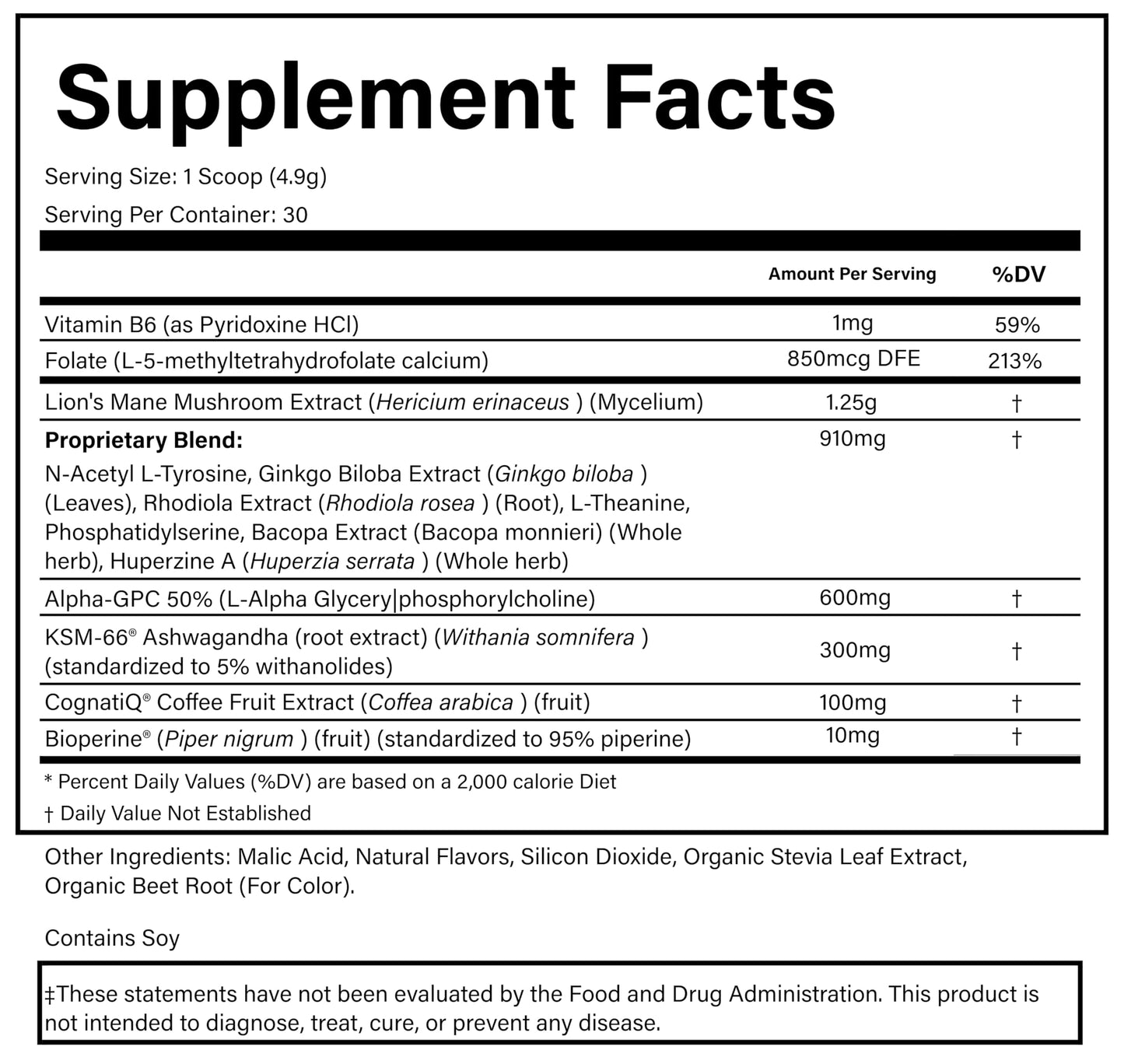 PURE® Healthy Brain Nootropic Powder - 30 Servings - 1.25g Lion’s Mane, 600mg Alpha-GPC & KSM-66® Ashwagandha - Cognitive Support for Memory, Focus & Stress Relief - 147 Grams, Strawberry Flavor! PURE buy supplements Au