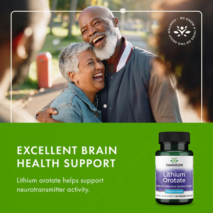 Swanson Lithium Orotate Mood and Memory Support Supplement for Stress-Prone Adults Seeking Emotional Wellness - 5 mg Elemental Lithium (60 Veggie Capsules) SwansonBuy Supplements Australia