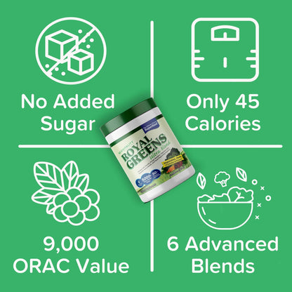 New Vitality Royal Greens Superfood Powder | Healthy Veggie Powder with Probiotics, Enzymes, Antioxidants, Wheat Grass & Greens 10.75oz (30 Day Supply) New VitalityBuy Supplements Australia