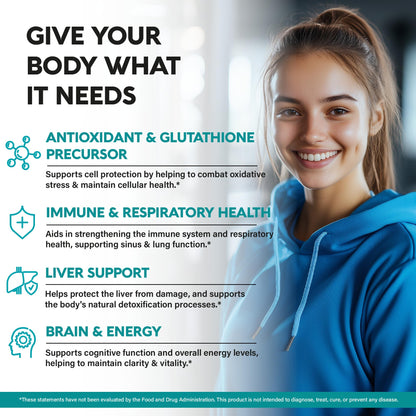 NAC Supplement | Selenium | B6 | B12 - Antioxidant, Immune Support - N Acetyl Cysteine 600 mg per Capsule, 1200 mg per Serving - Made in USA - Non-GMO, Gluten-Free