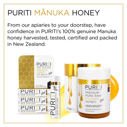 PURITI Manuka Honey Lip Balm – 3pack Soothing & Moisturizing, Enriched with Almond