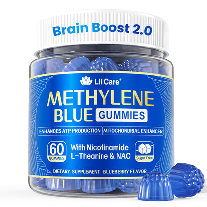 LILICARE Methylene Blue Gummies 7mg Per Serving for Humans | Upgraded Antioxidant & Brain Booster Supplement for Cognitive Function, Energy