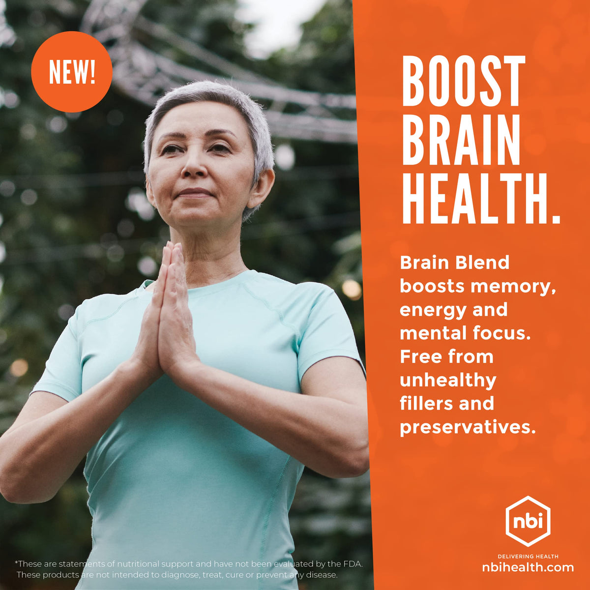 NBI Brain Blend for Memory, Focus, Concentration, Cognitive Function for Men & Women | Caffeine-Free with ALCAR, Alpha Lipoic Acid, Huperzine A, Turmeric | Nootropic | 120ct Capsules NBIBuy Supplements Australia