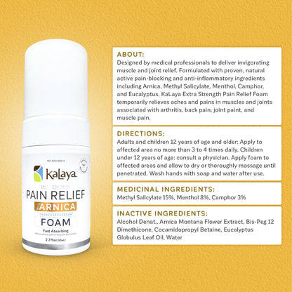 Kalaya Naturals Extra Strength Pain Relief Foam with Arnica - Supports Pain Relief in Muscle & Joints (2.7 Ounces) Kalaya NaturalsBuy Supplements Australia