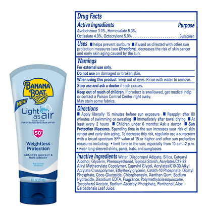 Banana Boat Light As Air Sunscreen Lotion SPF 50 Twin Pack | Lightweight & Non-Greasy Lotion Sunscreen SPF 50