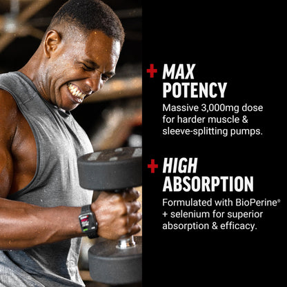 Force Factor L-Arginine Nitric Oxide Supplement with BioPerine to Help Build Muscle and Support Stronger Blood Flow, Circulation, Nutrient Delivery