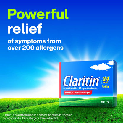 Claritin 24 HR Non Drowsy Allergy Medicine, Loratadine antihistamine tablets, 10 Ct