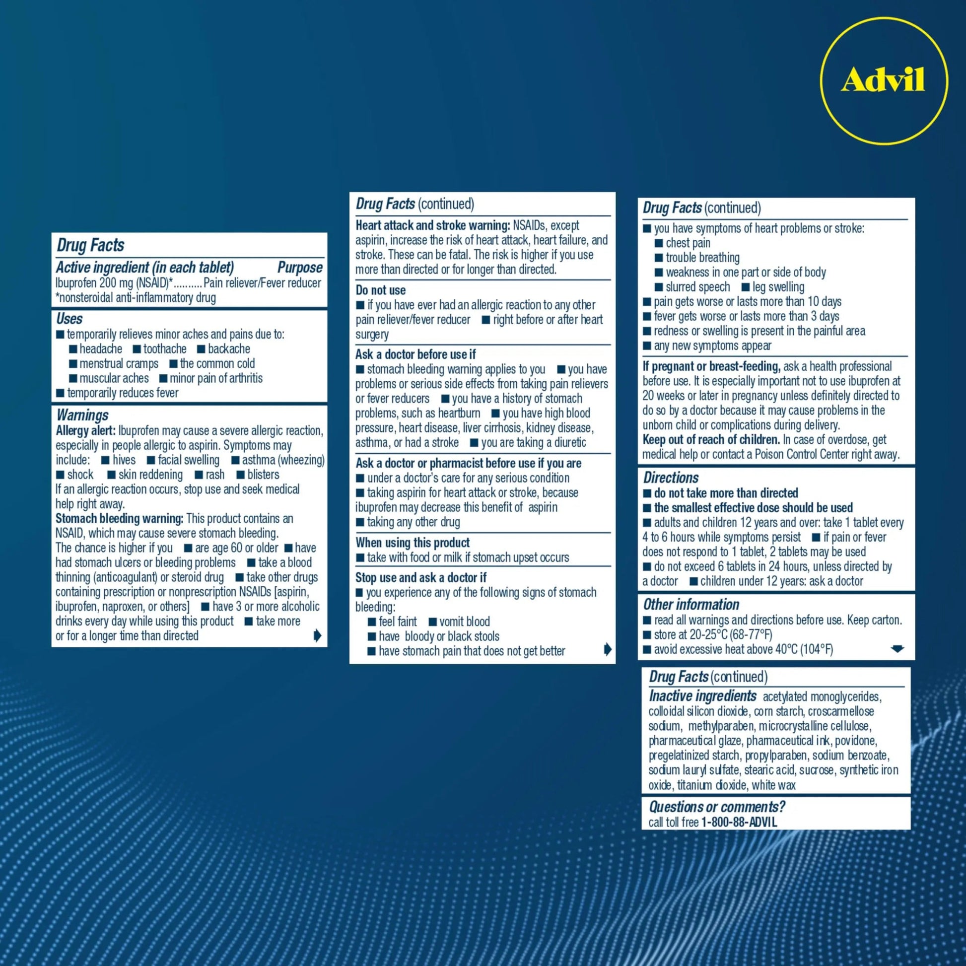 Advil Pain Reliever and Fever Reducer, Pain Relief Medicine with Ibuprofen 200mg for Headache, Backache, Menstrual Pain and Joint Pain Relief - 300+24 Coated Tablets AdvilBuy Supplements Australia