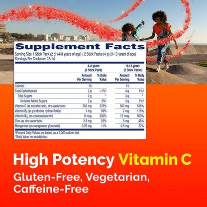Emergen-C Kidz Crystals, On-the-Go Emergen-C Immune Support Supplement with Vitamin C, B Vitamins, Zinc and Manganese